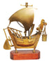 Brass Table Ship With Wooden Base 0.82kg